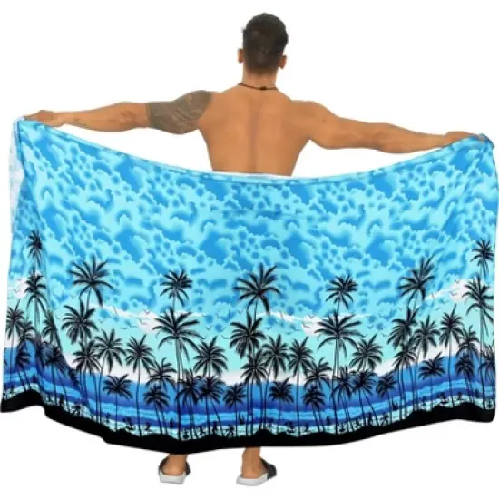LA LEELA Men's Sarong Bath Hawaiian Pareo Wrap One Size Dodger Beach image {2}
