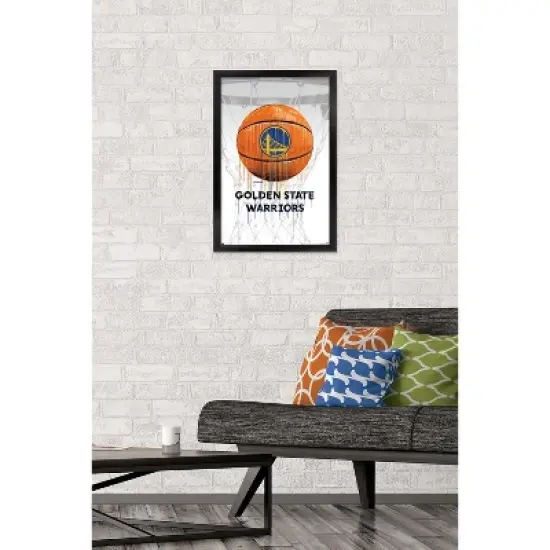Trends International NBA Golden State Warriors - Drip Ball 20 Framed Wall Poster Prints image {1}