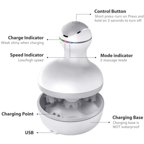 YEVYO Electric Cordless Smart Scalp Massager for Headache & Stress Relief with 84 Kneading Node - White+ image {6}