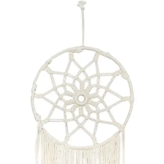 Okuna Outpost Large Macrame Dream Catcher, Bohemian Style Home Wall Decor (White, 46 x 11.8 in) image {2}