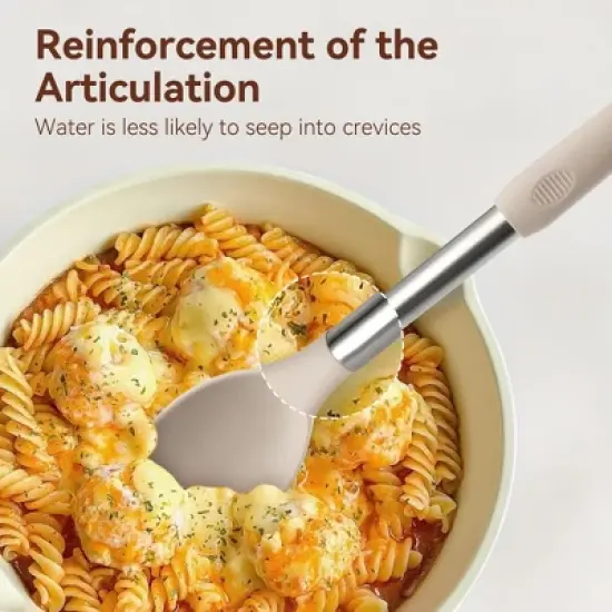 Itopfox Silicone Cooking Utensils Set 35 Pcs Kitchen Utensils with Holder Stainless Steel Handle Spatula, Spoons, Pasta Server, Cheese Grater, Masher image {4}