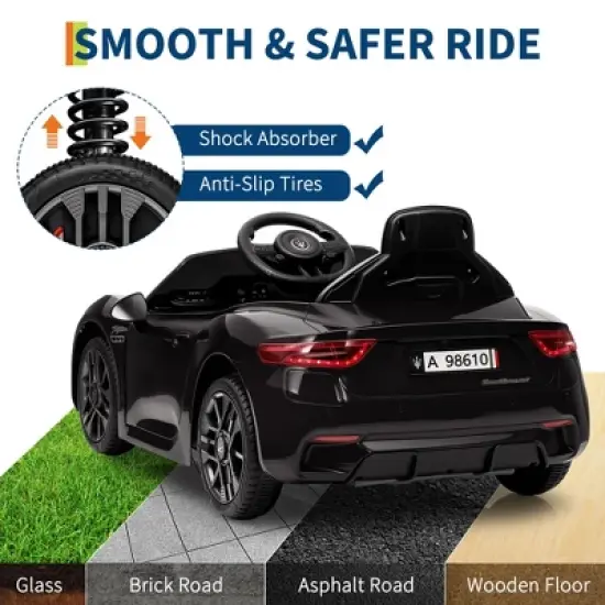 Licensed Maserati Gran Cabrio Ride-On Car for Kids, 12V Battery Powered, Remote Control, Spring Suspension, Double Doors, LED Lights image {5}