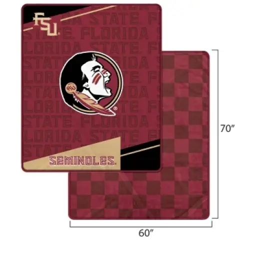 NCAA Florida State Seminoles Diagonal Ghost Checker Double Sided Blanket image {2}