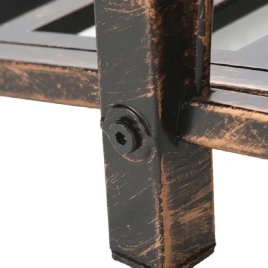 Outsunny 3.3' Metal Arch Zen Garden Bridge with Safety Siderails, Decorative Footbridge, Delicate Scrollwork & Corner Spheres for Stream, Black image {4}