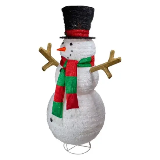 Northlight Lighted Tinsel Snowman Outdoor Christmas Decoration - 60" - Warm White Lights image {1}