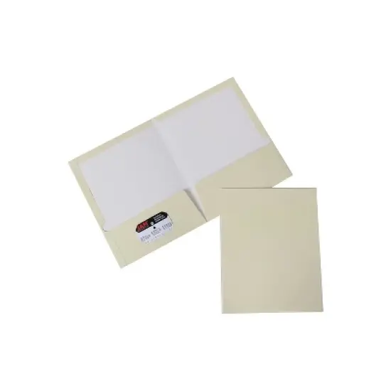 JAM Paper Laminated Two-Pocket Glossy Presentation Folders Ivory Bulk 50/Box 385GIVC image {8}