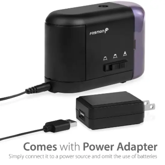 Fosmon Electric Pencil Sharpener with 3 Sharpness, Colored Pencil Sharpener Battery Powered, Automatic Pencil Sharpener For Kids Classroom Home, Black image {3}