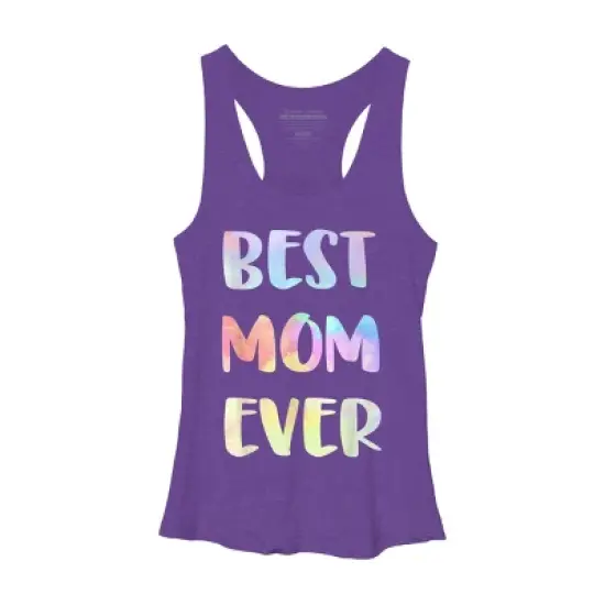 Women's Design By Humans Best Mom Ever Rainbow Bubble Text By MiuMiuShop Racerback Tank Top image {5}
