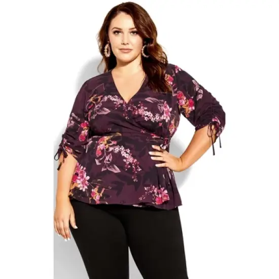 Women's Plus Size Marbella Night Top - burgundy | CITY CHIC image {4}