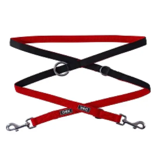 DDOXX 6.6 ft 3-Way Adjustable Airmesh Extra Small Dog Leash - Red image {2}