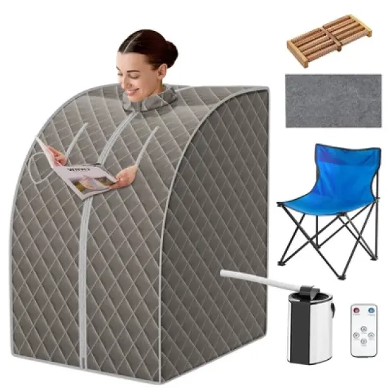 Costway Portable Steam Sauna w/ 9-gear Adjustable Temperature & Herbal Box Gray\Black\Coffee image {11}