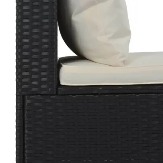 9pc Wicker Patio Sectional Seating Set with Cushions - Black/Beige - GODEER image {9}