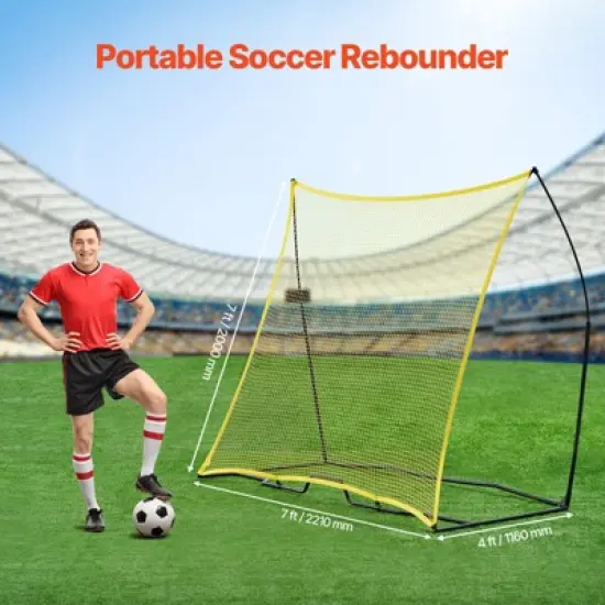VEVOR Soccer Rebounder, Portable Soccer Trainer, 7x7FT Iron & Polyester Soccer Practice Equipment, Sports Football Rebounder Wall with Portable Bag image {2}