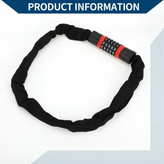 Unique Bargains Security Chain Combination Padlock Resettable 5 Digit Bike Lock Black Red 35.43" image {4}