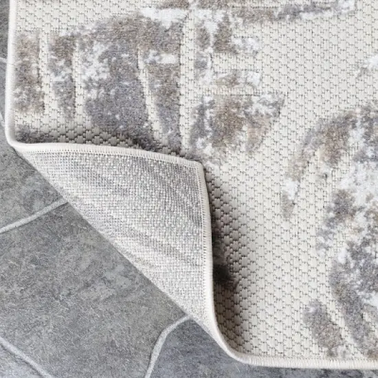 Tropical Leaves Coastal Indoor Outdoor Runner or Area Rug by Blue Nile Mills image {3}