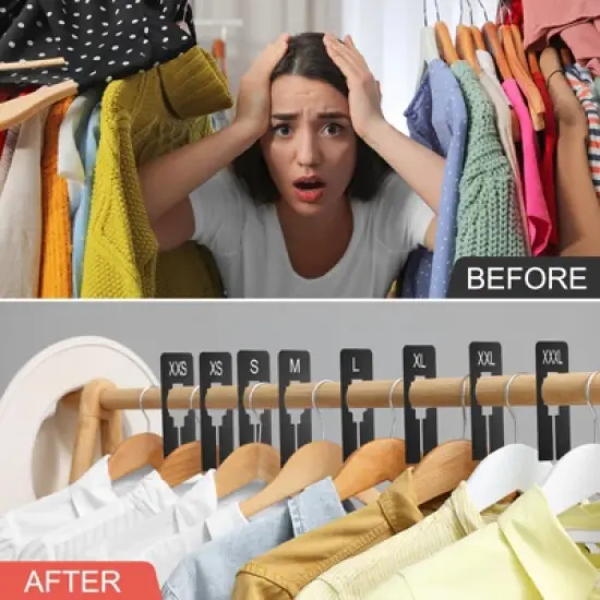 Unique Bargains Reusable Rectangle Clothes Dividers Blank Labels 16 Pcs White/Black image {2}