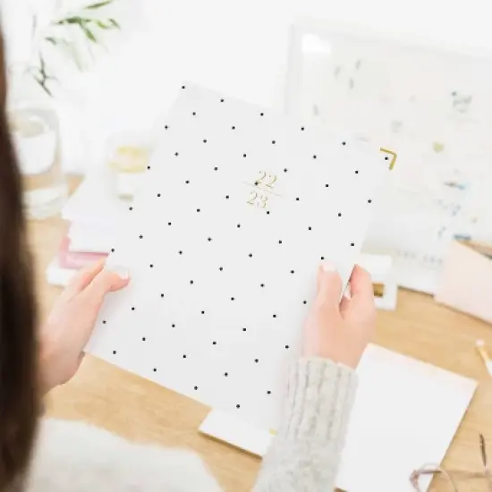 2022-23 Academic Planner Weekly/Monthly Casebound 9.875"x7.875" Black Pindot Fabric - Sugar Paper Essentials image {6}