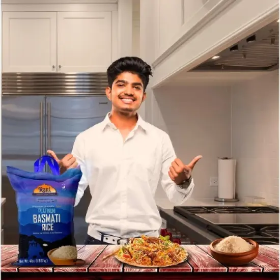 Platinum White Basmati Rice Extra Long  - 64oz (4lbs) Cloth Bag - Rani Brand Authentic Indian Products image {1}