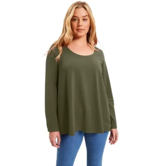 June + Vie by Roaman's Women&rsquo;s Plus Size Long-Sleeve Swing One + Only Tee image {4}