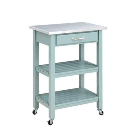 Colorado Kitchen Cart with Stainless Steel Top Blue - Boraam image {1}