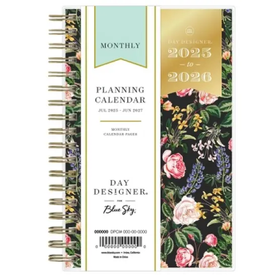 Day Designer 3.625"x6.125" 2025-2026 Weekly / Monthly Wirebound Planner Clear Cover Ophelia Floral image {2}