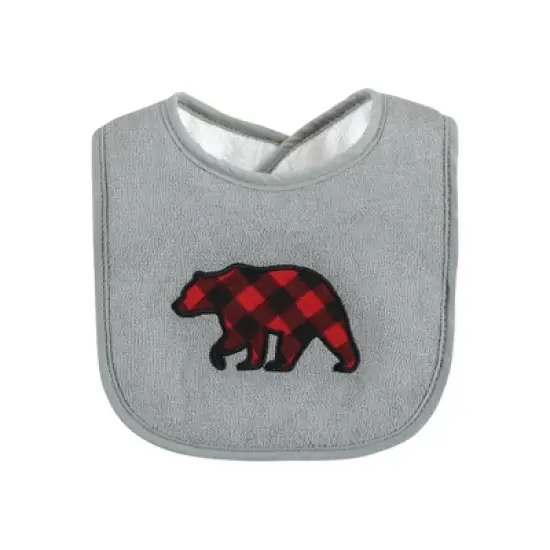 Hudson Baby Infant Boy Cotton Terry Drooler Bibs with Fiber Filling, Boy Moose Bear, One Size image {7}