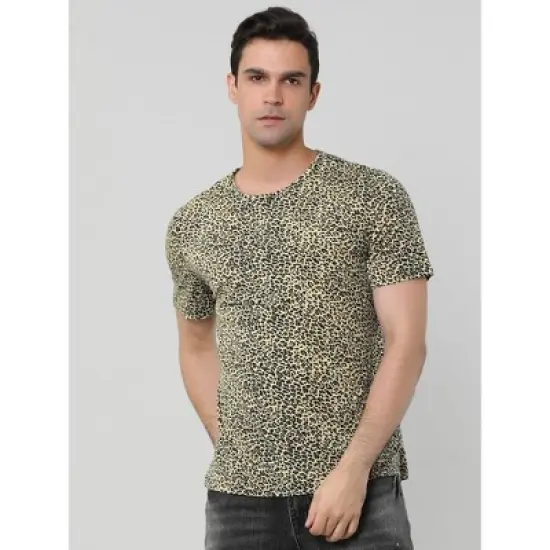 Lars Amadeus Men's Round Neck Animal Pattern Short Sleeves T Shirt image {3}