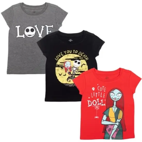 Disney Nightmare Before Christmas Jack Skellington Sally gray 3 Pack Graphic T-Shirts Gray/Black/Red  image {8}