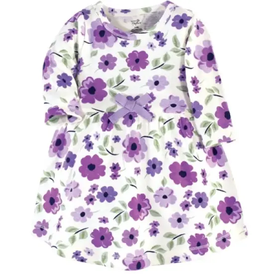 Touched by Nature Baby and Toddler Girl Organic Cotton Long-Sleeve Dresses 2pk, Purple Garden image {2}