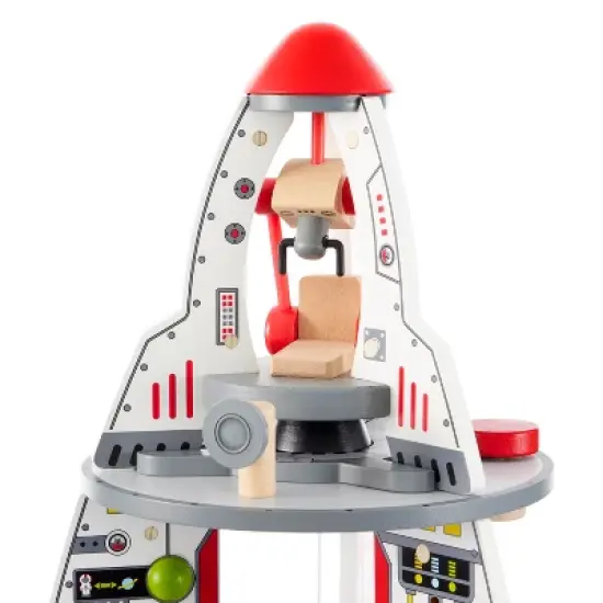 Hape Multi Level 4 Tier 37 Piece Wooden Discovery Spaceship Center Kids Activity Play Set with Multiple Rooms and Accessories image {4}