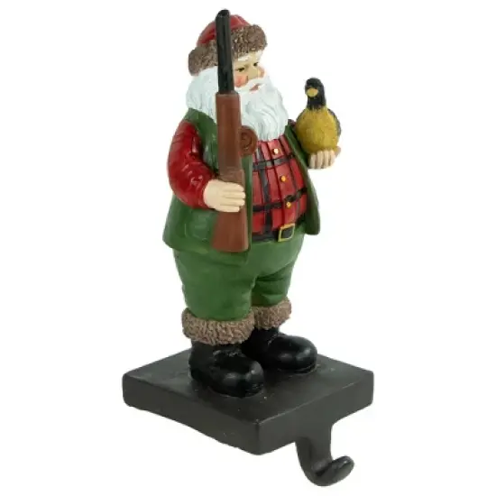 Northlight 8.5" Hunter Santa with Duck Christmas Stocking Holder image {1}