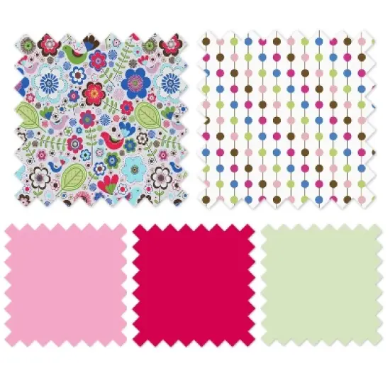 Bacati - Botanical Floral Birds Pink Multicolor 6 pc Crib Bedding Set with Long Rail Guard Cover image {10}