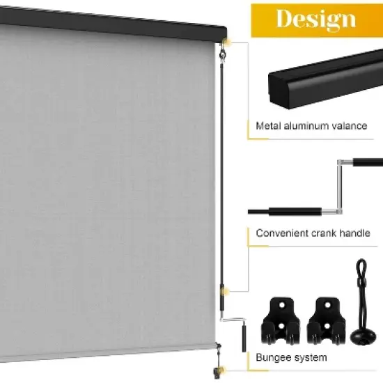Heynemo Outdoor Roller Shades for Patio with Aluminum Valance, 420GSM New Material Patio Shade with 95% UV Blockout, Outdoor Blinds image {2}