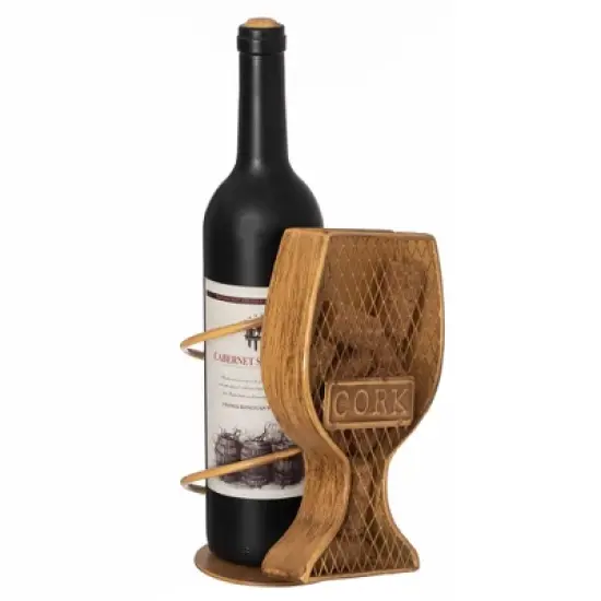 Vintiquewise Decorative Metal Goblet Shape Wine Bottle and Cork Holder A Unique Home Decor Piece and Countertop Accessory image {7}