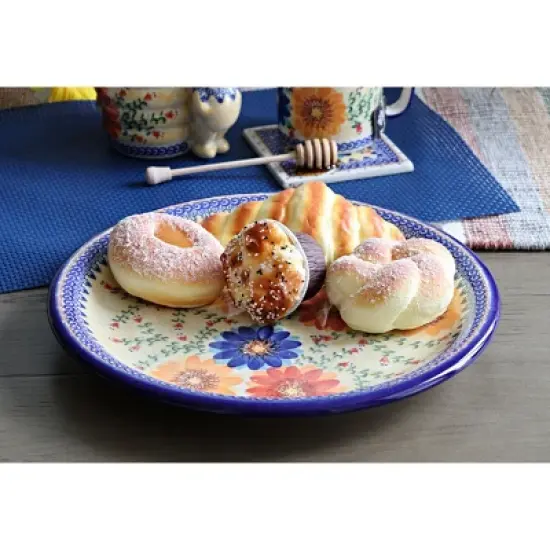 Blue Rose Polish Pottery 136 Vena Large Round Platter image {2}