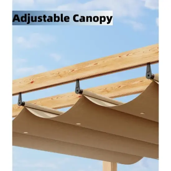 10x13 Ft Outdoor Aluminum Pergola, Heavy-Duty Woodgrain Patio Pergola with Retractable Canopy Sun Shade Cover, UV-Resistant Metal Gazebo image {2}