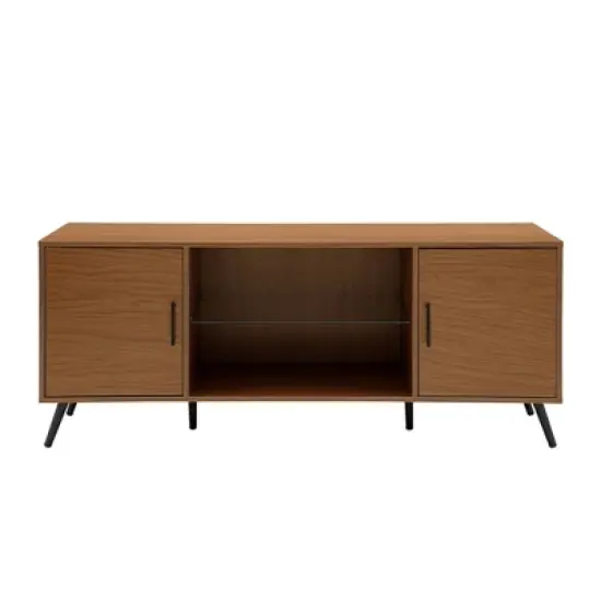 2 Door Mid-Century Modern Wood Storage TV Stand for TVs up to 65" - Saracina Home image {11}