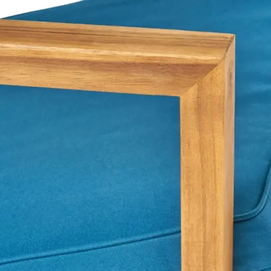 GDFStudio Ludwig Outdoor Acacia Wood 3 Piece Chat Set with Cushions image {7}