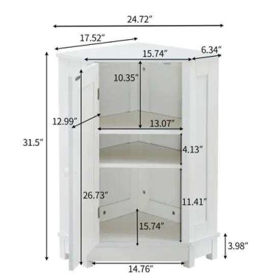 Contemporary Bathroom Triangle Storage Cabinet with Adjustable Shelves - ModernLuxe image {2}