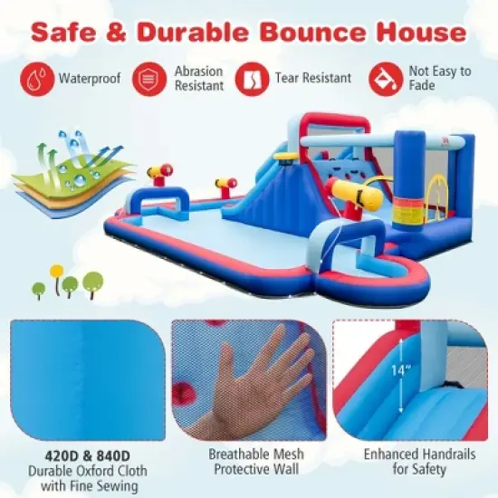 Costway Inflatable Water Slide Park Kids Bounce House Climbing Jumping without Blower image {4}