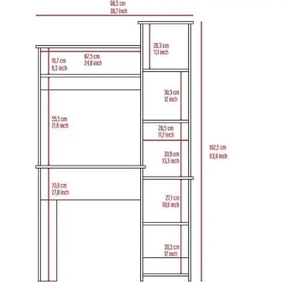 NicBex Computer Desk with Storage Hutch,Office Desk with 2 Shelves,Gaming Desk with 5 Open Compartments,Work Desk for Home Office image {2}