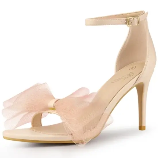 Perphy Women's Open Toe Ankle Strap Bow Tie High Heels Stiletto image {8}