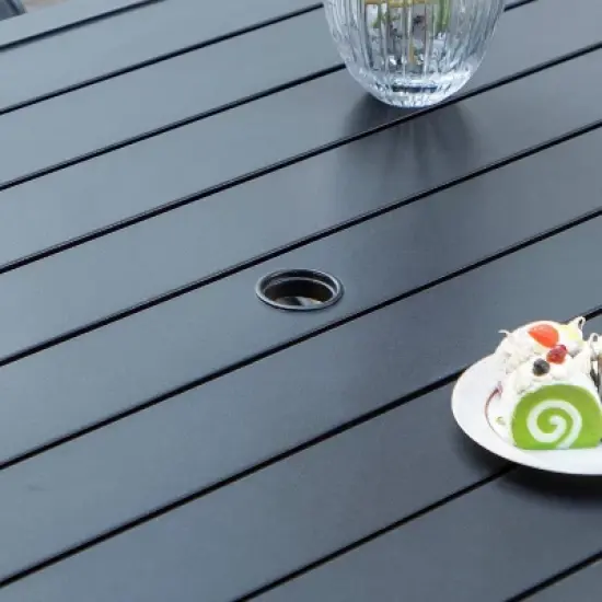 7pc Outdoor Dining Set with Steel Rectangle Table, 4 Fixed Chairs & 2 Swivel Chairs - Captiva Designs image {8}