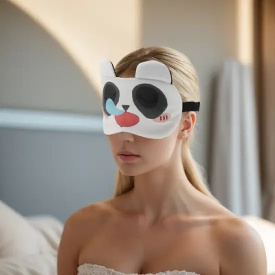 Unique Bargains Soft Cartoon Sleep Mask Runny Nose Gray White 1 Pc image {5}