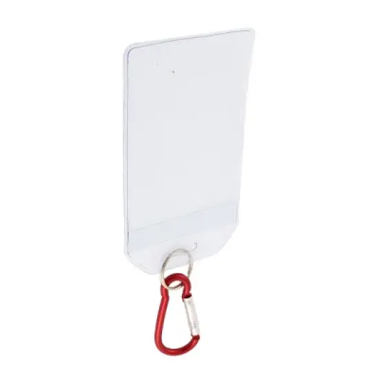 Unique Bargains Aluminum Carabiner Plastic Clear Red Badge Holder 6 x 11 cm 1 Pc image {2}