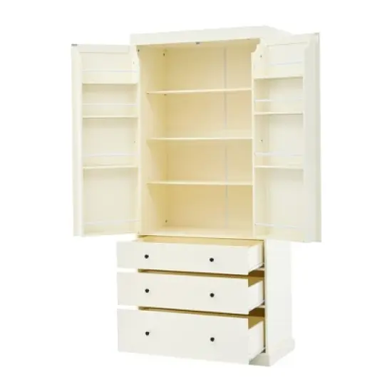 Kumasinova 77"Farmhouse Kitchen Pantry Cabinet,Freestanding Storage Cabinet with Door-Mounted Shelves,4-Tier Pantry with 3 Drawers image {3}