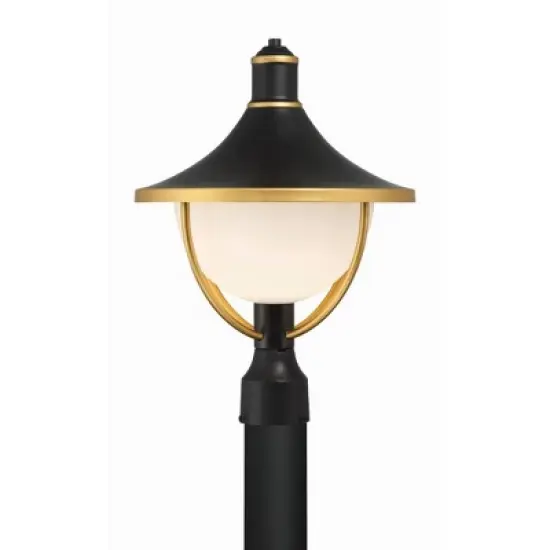 Crystorama Lighting Atlas 1 - Light Post Light in  Matte Black/Textured Gold image {2}