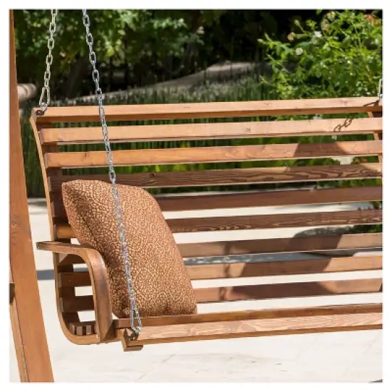 Tulip Larch Wood Patio Swinging Loveseat - Natural - Christopher Knight Home image {2}