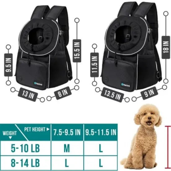 PetAmi Dog Front Carrier Backpack, Adjustable Pet Cat Puppy Chest Carrying Bag, Ventilated Hiking Camping Travel image {2}