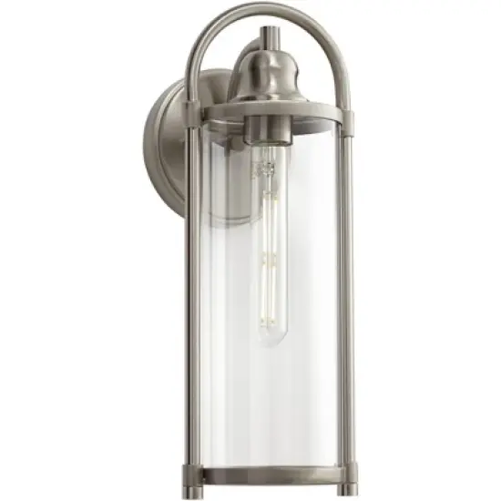 John Timberland Avani 15 1/2" High Modern Indoor/Outdoor Wall Light Porch House Edison Bulb Silver Brushed Nickel Finish Metal Clear Glass Shade image {8}